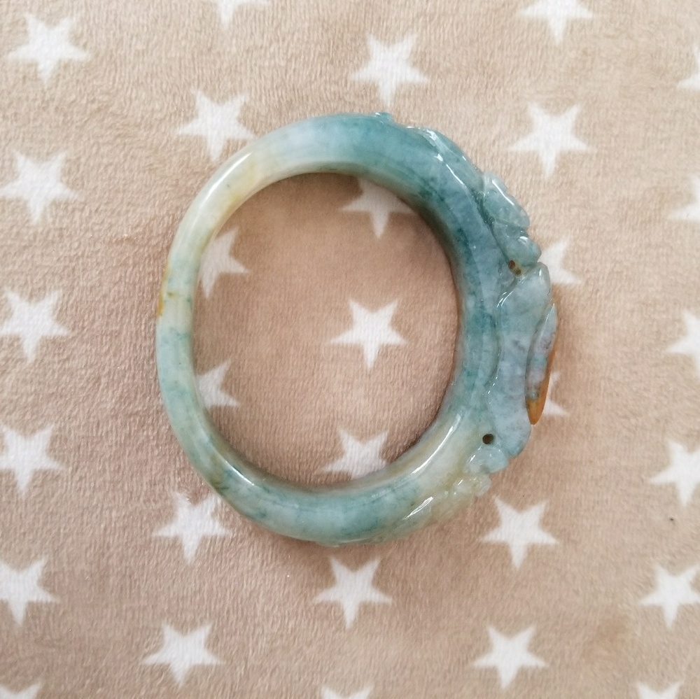 vintage oval jade ruyi bangle - Picture 2 of 4